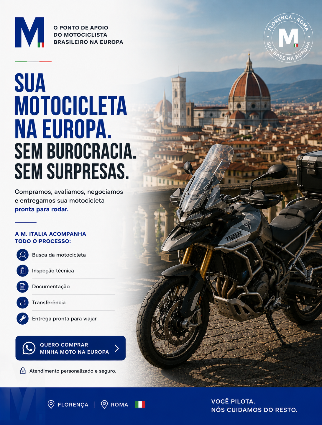 Motocicleta em frente ao Duomo de Florença