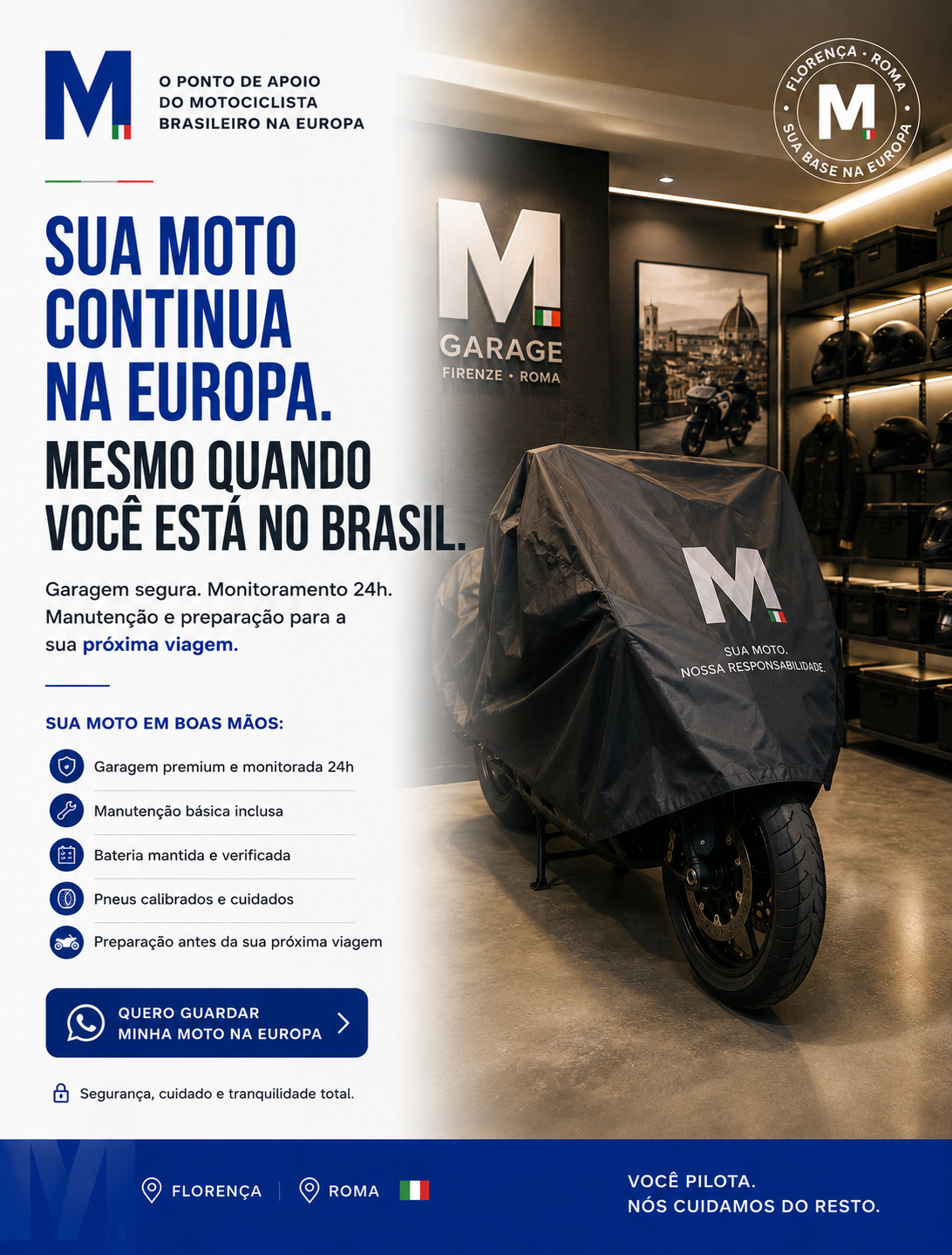 Moto guardada na garagem Ponto M